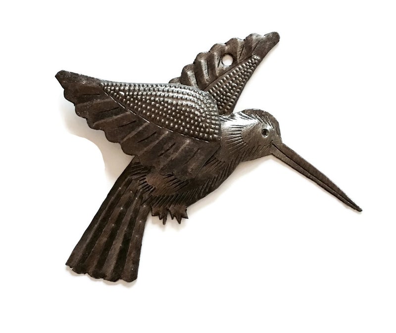 It's Cactus Handmade Hummingbirds Set of 2 6 x 5.5 Inches Nature-Inspired Metal Wall Art Haitian Recycled Steel Birds Good Luck Garden and Home Decorations - Image 3